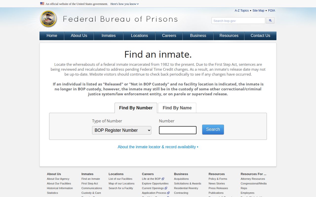 BOP federal release lookup for Federal Transfer Center Oklahoma City