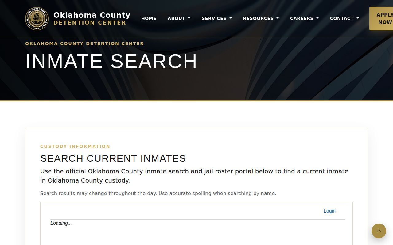 Oklahoma County current inmate search notice for released inmate verification
